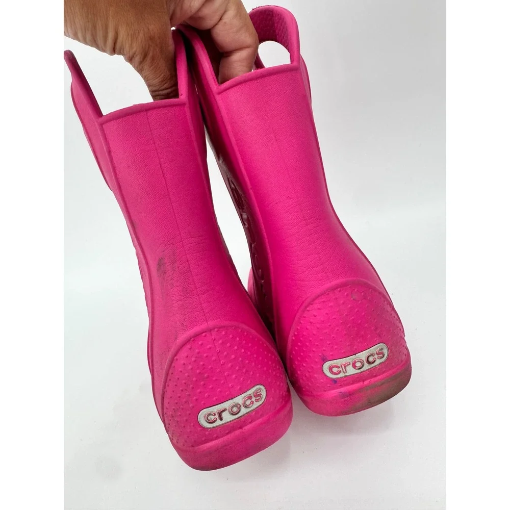 Crocs Handle It Rain Boot Kids Size C12 Pink Waterproof Pull On Boots